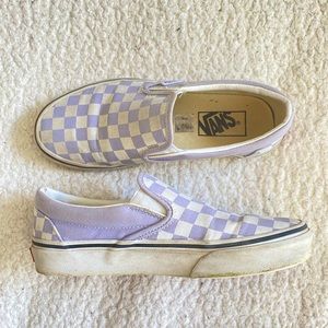 Light Purple Checkered Slip On Vans